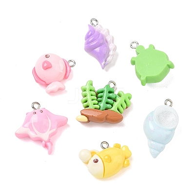 Marine Organism Theme Opaque Resin Pendants RE-CBA40A4-02-1