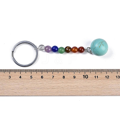 Synthetic Turquoise Round Beaded Keychain G-H076-01P-05-1