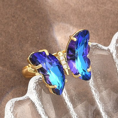 Brass Micro Pave Cubic Zirconia Finger Rings GL-CBA65A8-01G-14-1