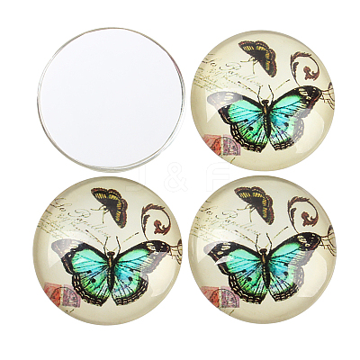 Butterfly Printed Glass Half Round/Dome Cabochons GGLA-N004-18mm-C-1