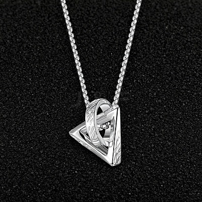 Alloy Ring with Triangle Pendant Necklaces for Men WG487F5-01-1