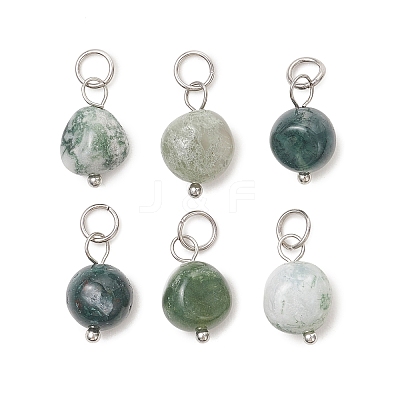 Natural Tree Agate Tumbled Stone Pendants PALLOY-JF05428-02-1