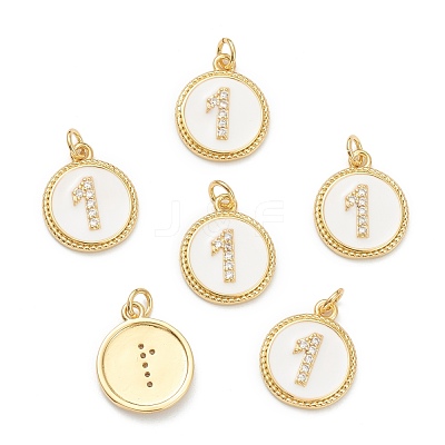 Brass Micro Pave Clear Cubic Zirconia Charms ZIRC-J040-44G-01-1