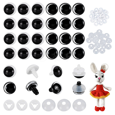 25Sets Flat Round Plastic Doll Craft Eyes FIND-GA0005-41-1
