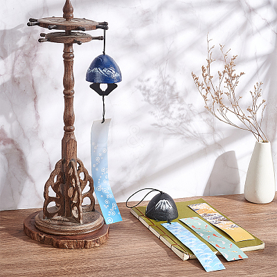 2Pcs 2 Style Japanese Cast Iron Bell Wind Chimes HJEW-BC0001-47A-1