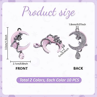 20Pcs 2 Colors Alloy Rhinestone Pendants FIND-PH0026-14-1