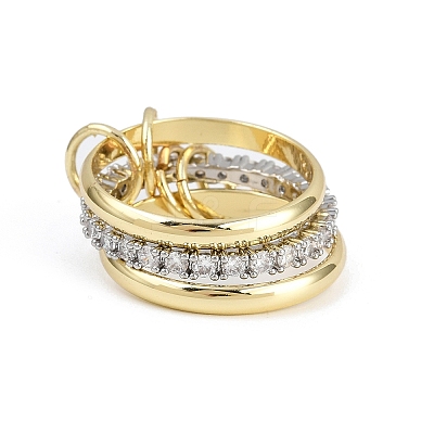 Brass Micro Pave Cubic Zirconia Finger Rings RJEW-D325-01PG-08-1