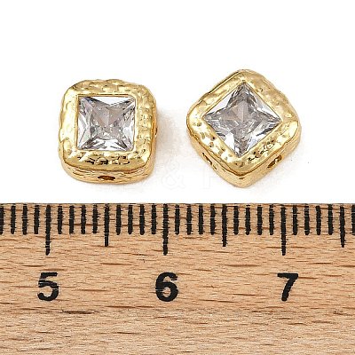 Brass Clear Cubic Zirconia Beads KK-D375-36G-01-1
