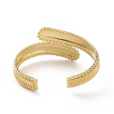 Brass Rectangle Open Cuff Bangle for Women BJEW-E072-01G-1