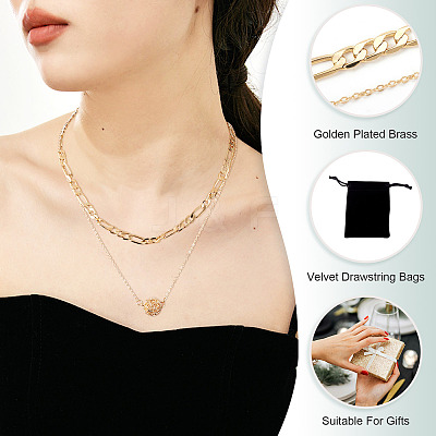 Brass Double Layer Necklaces NJEW-TAC0020-1