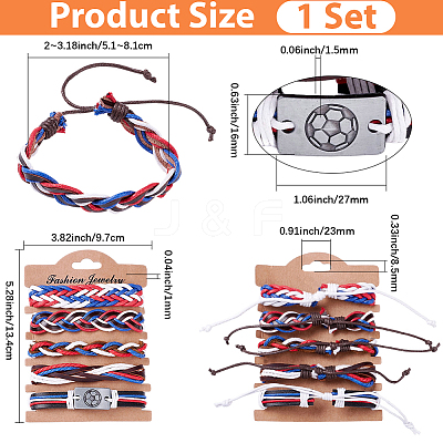 Leather Cord Braided Bracelets Set for Men Women BJEW-CL0001-43A-1