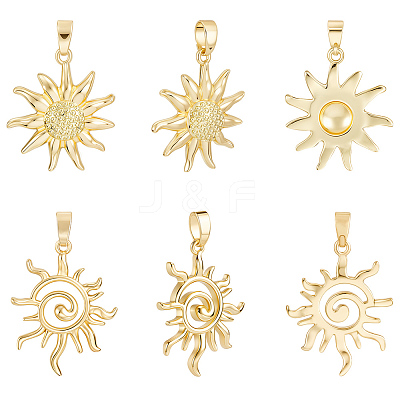 8Pcs 2 Styles Brass Pendants KK-BBC0024-51-1