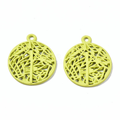 Spray Painted Alloy Pendants PALLOY-Q434-010F-NR-1