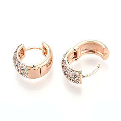 Brass Micro Pave Clear Cubic Zirconia Hoop Earrings EJEW-T048-48G-1
