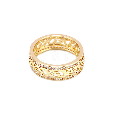 Hollow Out Flower Brass Micro Pave Clear Cubic Zirconia Finger Rings FS-WGD1340-08-1