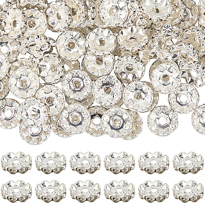 120Pcs Brass Rhinestone Spacer Beads RB-PA0001-03S-01-1