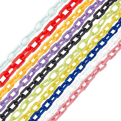 40 Strands 10 Colors Opaque Acrylic Cable Chains SACR-SC0001-15-1