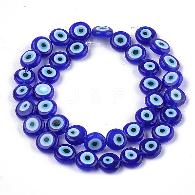 Handmade Evil Eye Lampwork Beads Strands LAMP-S191-02C-12-1