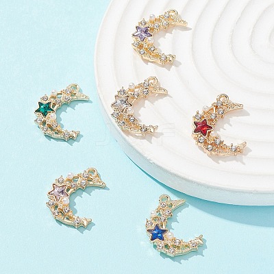 6Pcs 6 Colors Acrylic Rhinestone Pendants FIND-FS0001-39-1-1