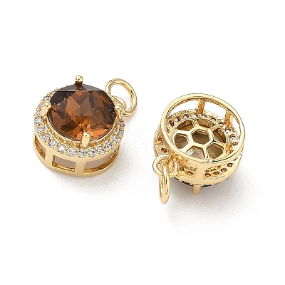Brass Micro Pave Cubic Zirconia Pendants KK-C252-02G-G-1