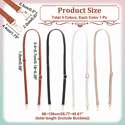 4Pcs 4 Colors Adjustable PU Imitation Leather Bag Straps DIY-WR0003-24-1