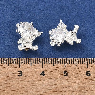 Brass Micro Pave Clear Cubic Zirconia Beads KK-B172-15S-1