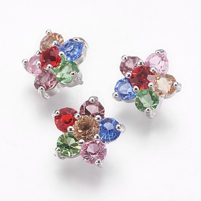 Brass Cubic Zirconia Shank Buttons X-BUTT-E125-03P-1