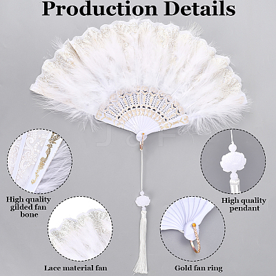 Plastic & Feather Fan Staves Design AJEW-WH20064-47B-1