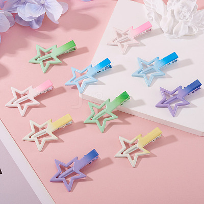 10Pcs 5 Colors Gradient Color Iron Alligator Hair Clips OHAR-TA0001-14-1
