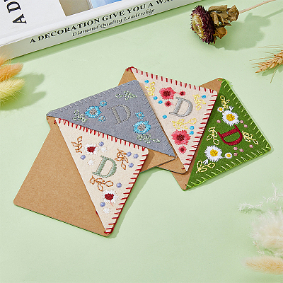 4Pcs 4 Style Felt Embroidery Bookmarks FIND-HY0003-46D-1