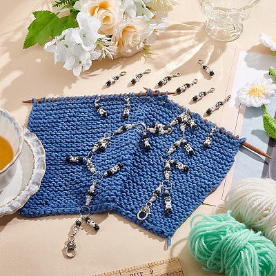 Acrylic Beaded Knitting Row Counter Chains HJEW-BC00015-1