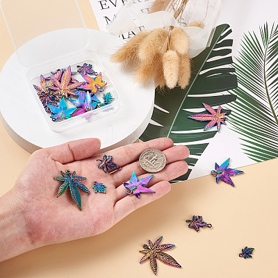 24Pcs 4 Style Rainbow Color Alloy Pendants FIND-YS0001-04-NR-1