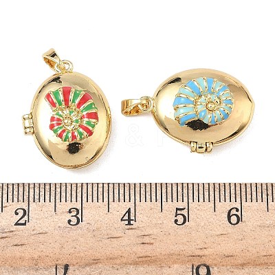 Brass Enamel Locket Pendants KK-F923-03C-G-1