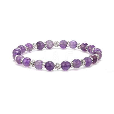 Round Natural Malaysia Jade Bead Stretch Bracelets BJEW-JB09128-1