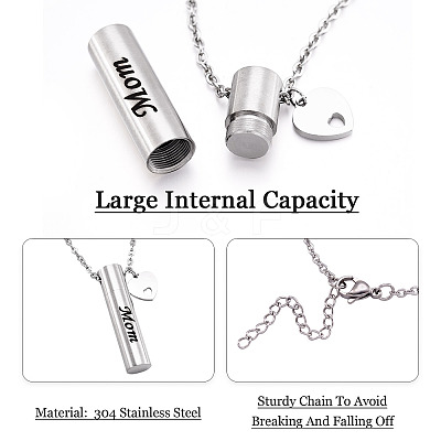 1Pc Word 304 Stainless Steel Column Urn Ashes Necklace DIY-TA0010-07E-1