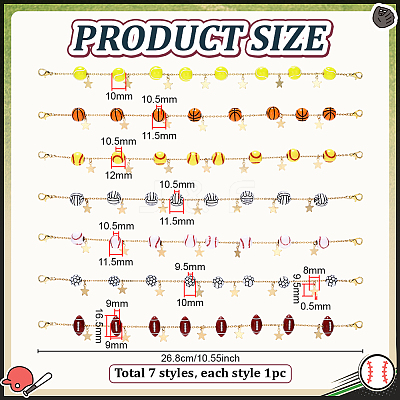 7Pcs 304 Stainless Steel Hat Chains HJEW-PH02391-1