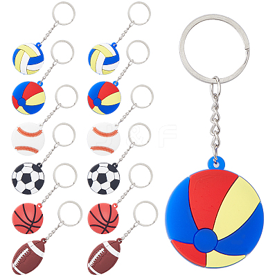 24Pcs 6 Style PVC Plastic Pendant Keychain KEYC-CN0001-02-1