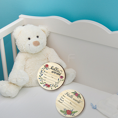 2Pcs 2 Style Single-face Printed Wooden Baby Photo Props DJEW-WH0600-004-1
