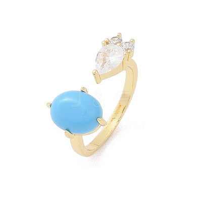 Oval Synthetic Turquoise Rings KK-P299-11G-1