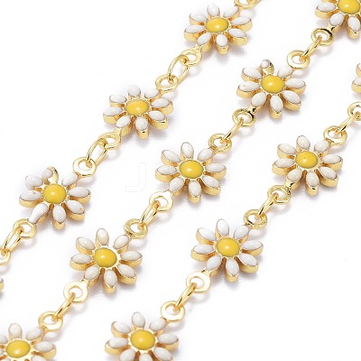 Handmade Brass Enamel Link Chains CHC-I035-13G-02-1