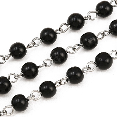 Brass Handmade Faceted Glass Beaded Chains sgCHC-SZ0001-04B-1