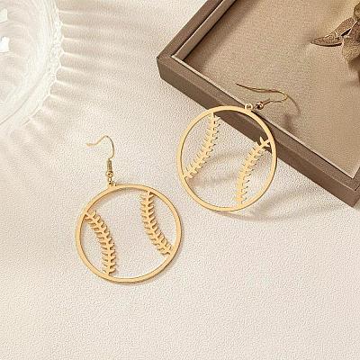 Brass & Iron Baseball Dangle Earrings for Women WG2115E-01-1