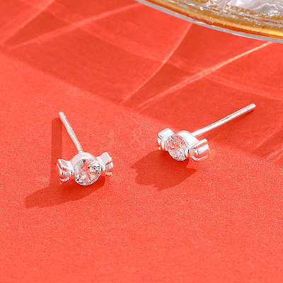 999 Sterling Silver Cubic Zirconia Candy Stud Earrings FS-WG7BAD4-01-1