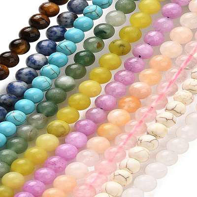 10 Strands 10 Styles Natural & Synthetic Mixed Gemstone Round Beads Strands G-FS0005-90-1