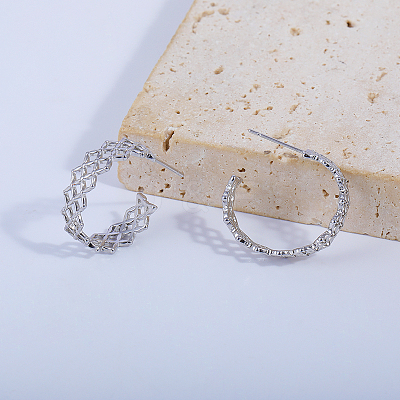 C-shaped Brass Stud Earrings WH0860-1