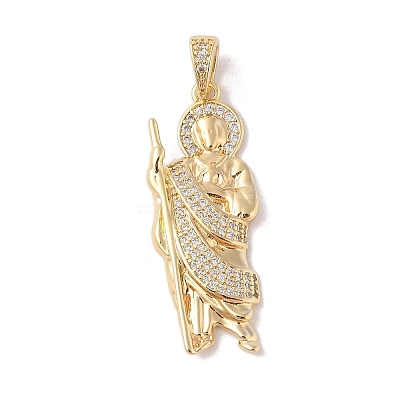 Brass Clear Cubic Zirconia Pendants KK-Z050-03G-03-1