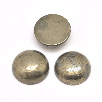 Half Round Natural Pyrite Cabochons G-I125-09-12x4mm-1