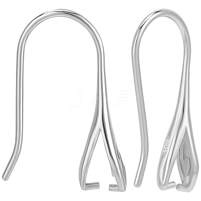 2 Pairs Rhomdium Plated 925 Sterling Silver Earring Hooks STER-BBC0007-93A-1