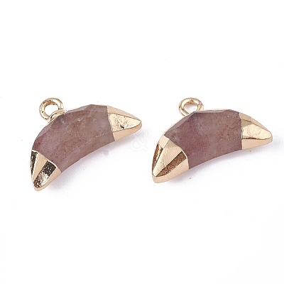 Electroplate Natural Strawberry Quartz Charms G-S344-48E-1
