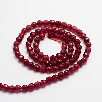 Dyed Natural White Jade Round Beads Strands G-E311-4mm-03-1